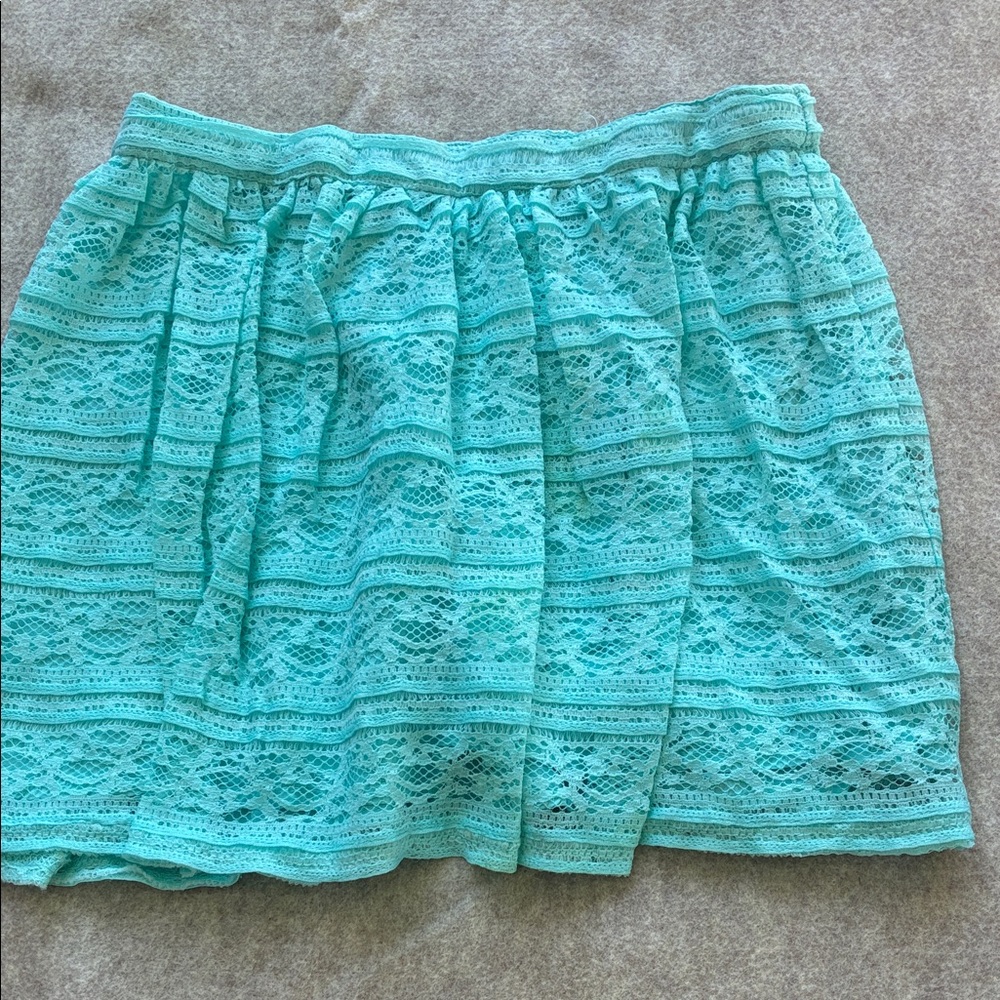 Girls' Lace Mini Skirt in Aqua